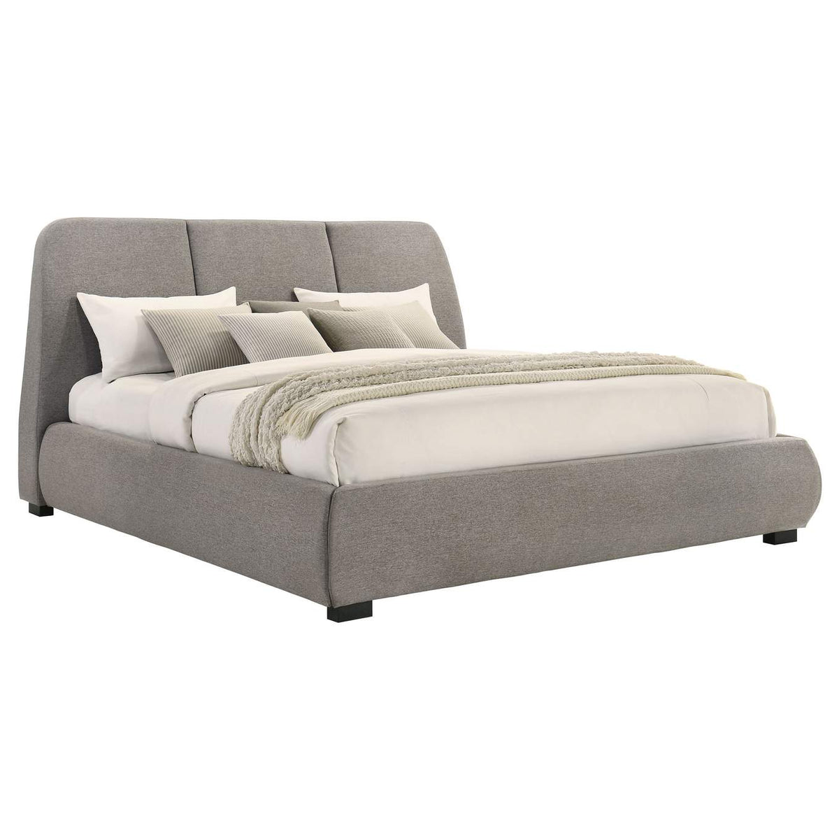 310090KE Mokena 46-inch Upholstered Eastern King Platform Bed Taupe