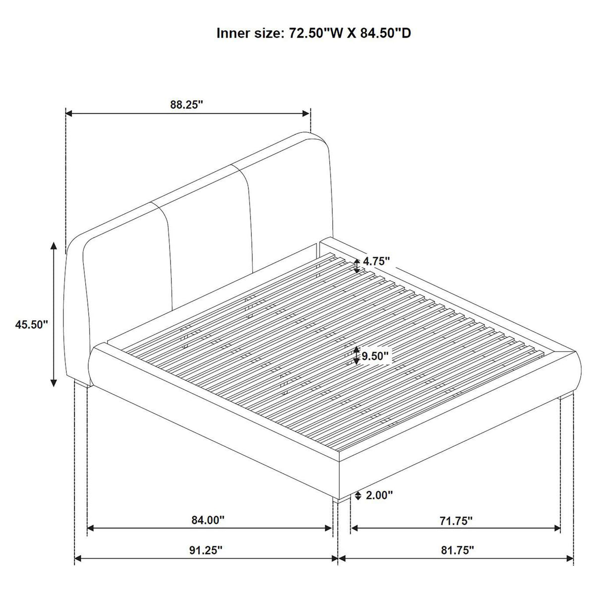 310090KW Mokena 46-inch Upholstered California King Platform Bed Taupe