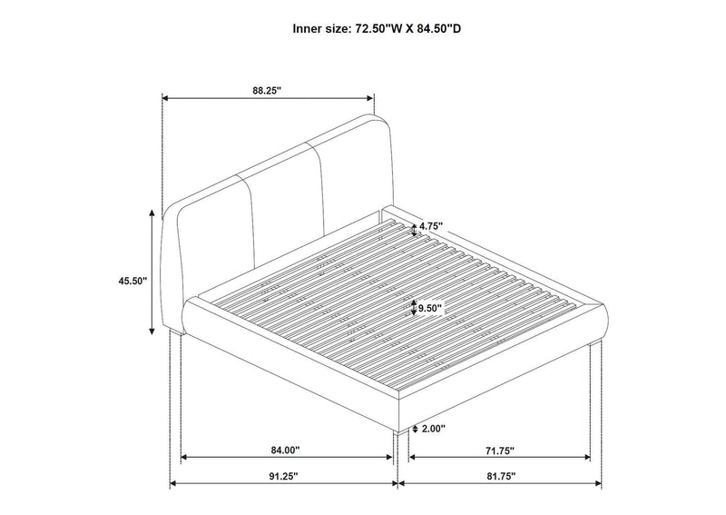 310090KW Mokena 46-inch Upholstered California King Platform Bed Taupe