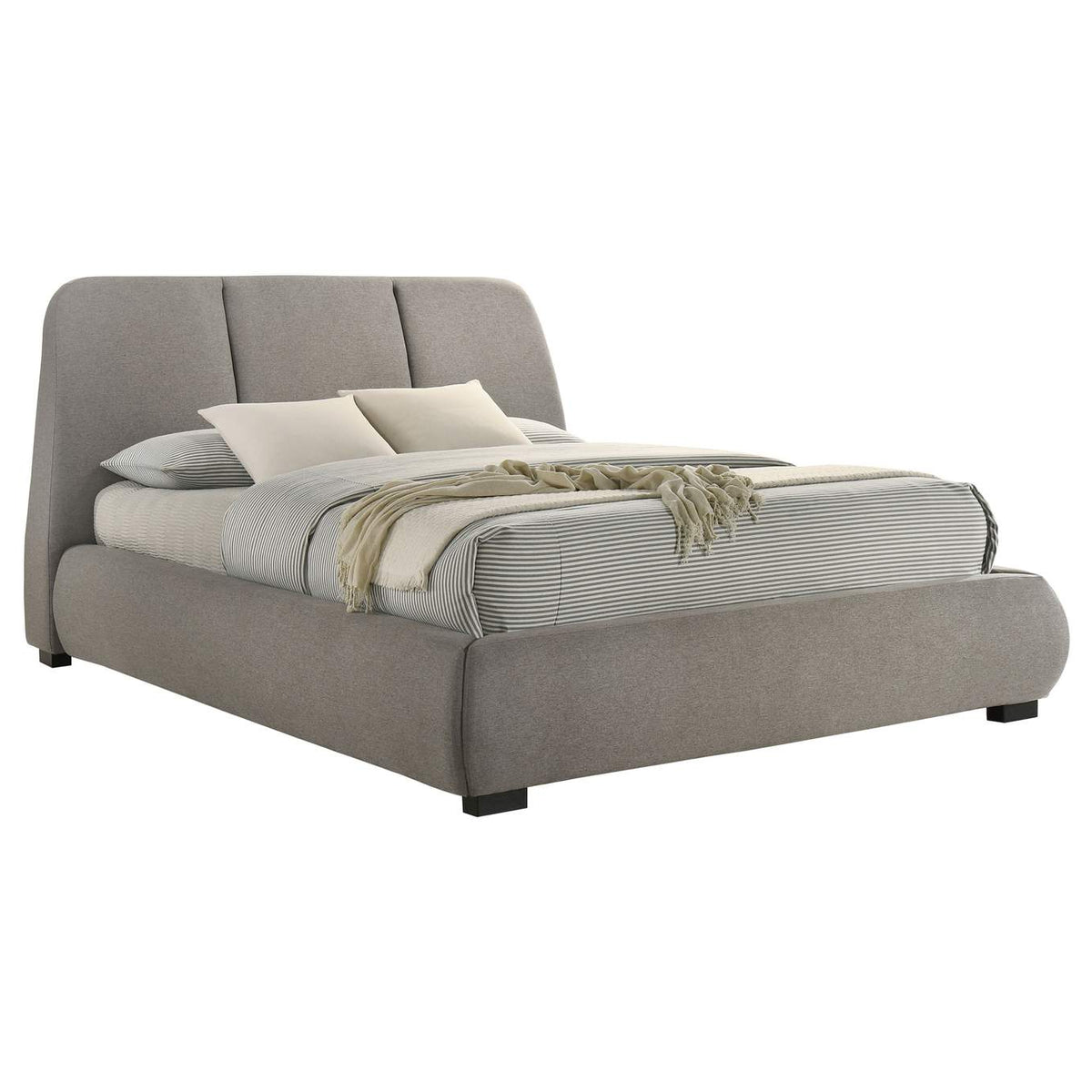 310090Q Mokena 46-inch Upholstered Queen Platform Bed Taupe