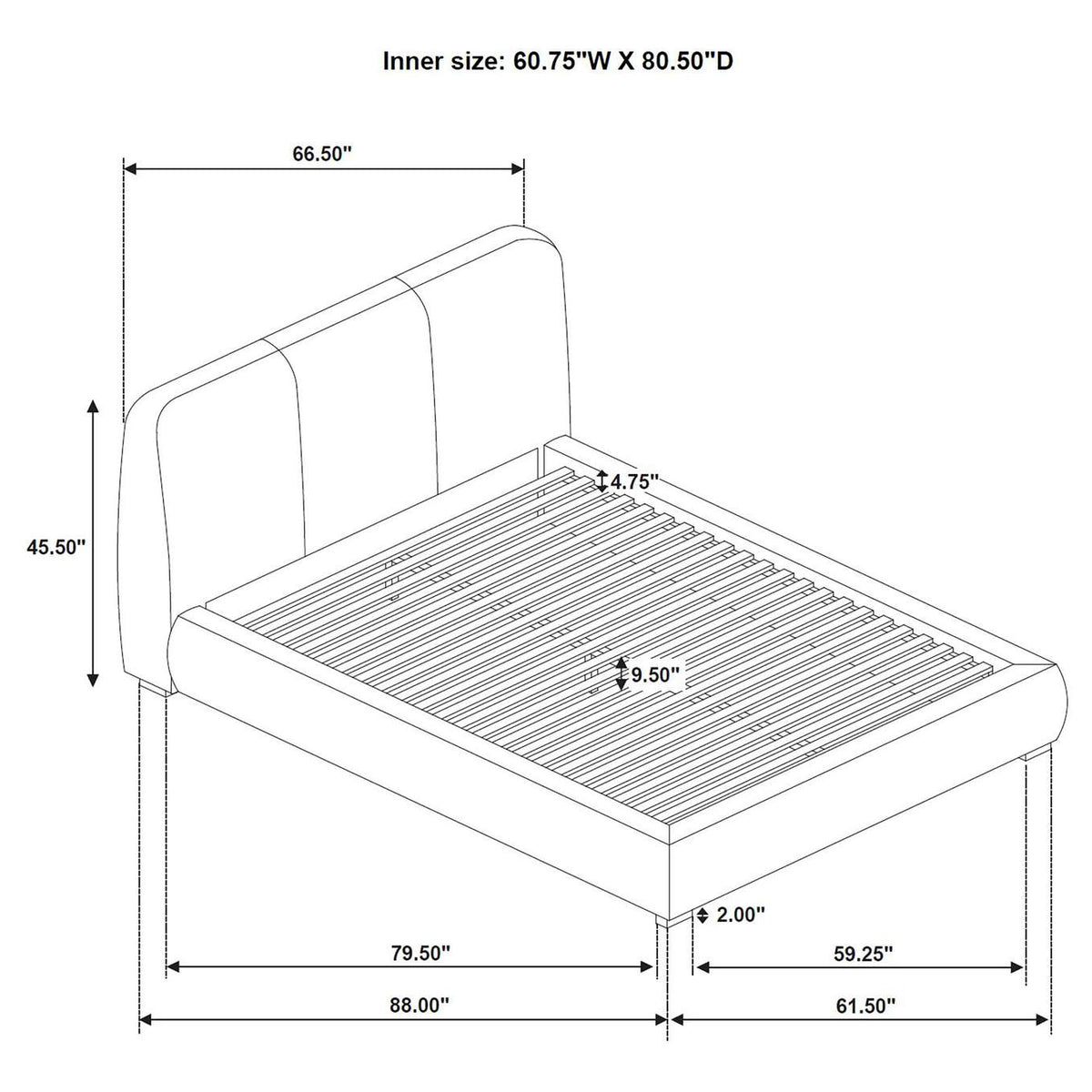 310090Q Mokena 46-inch Upholstered Queen Platform Bed Taupe