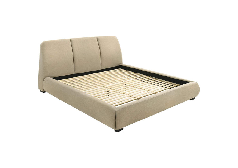 310091KE Mokena 46-inch Upholstered Eastern King Platform Bed Brown