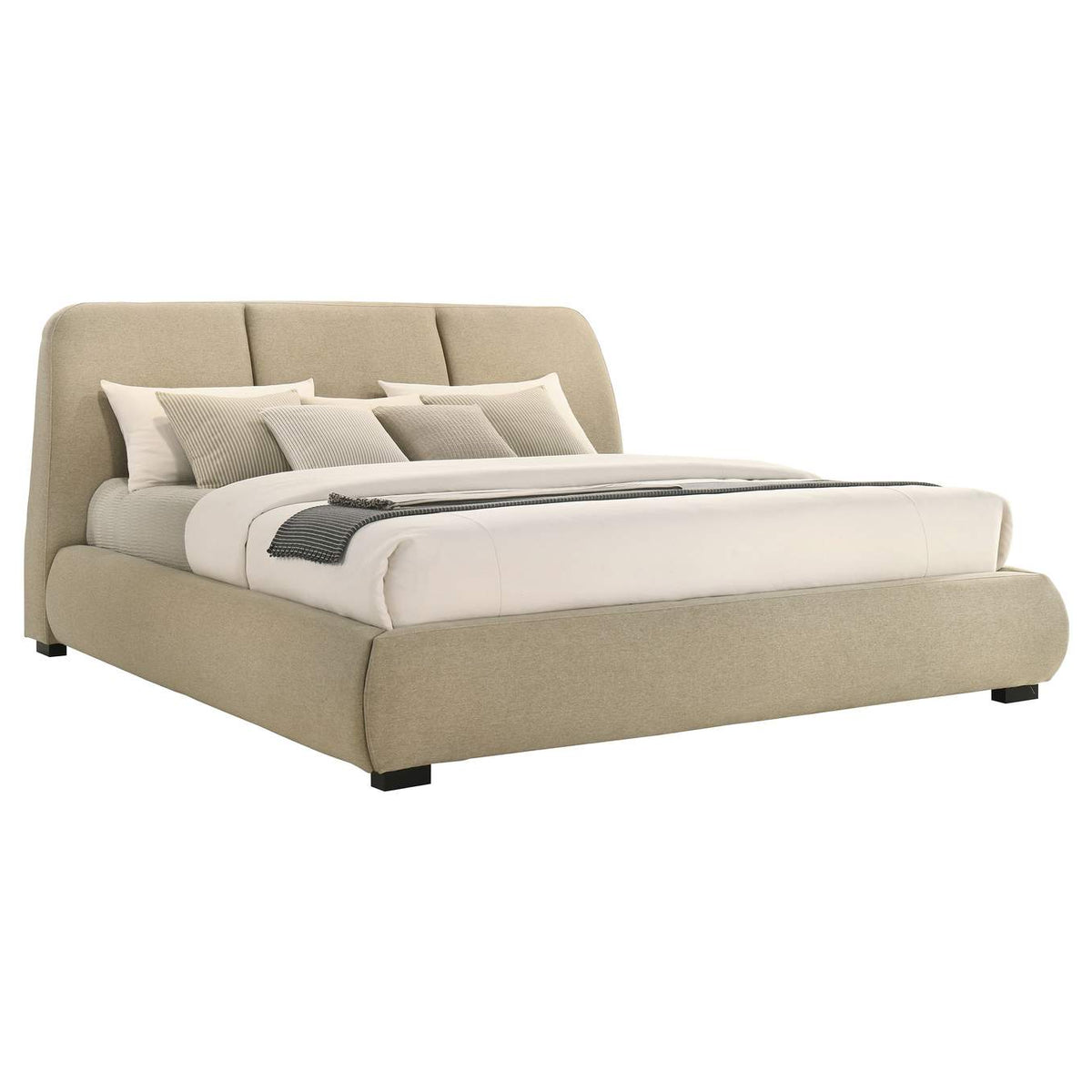 310091KE Mokena 46-inch Upholstered Eastern King Platform Bed Brown