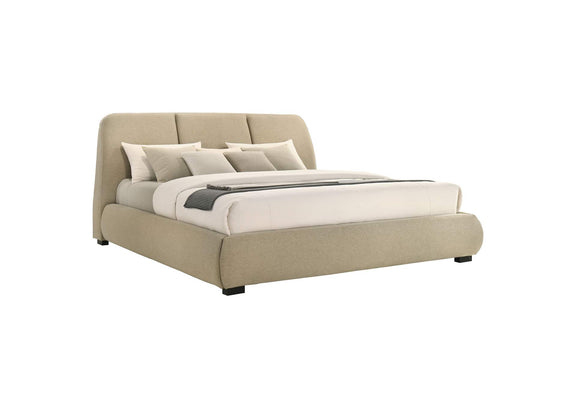 310091KE Mokena 46-inch Upholstered Eastern King Platform Bed Brown