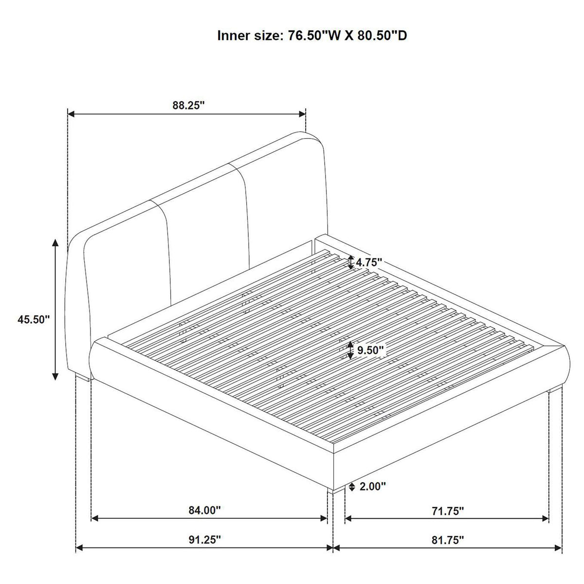 310091KE Mokena 46-inch Upholstered Eastern King Platform Bed Brown