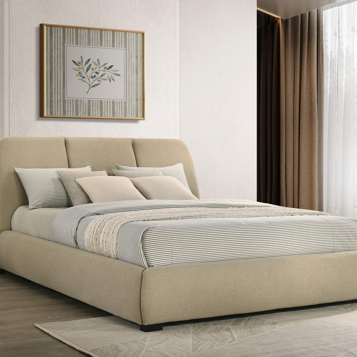 310091KW Mokena 46-inch Upholstered California King Platform Bed Brown