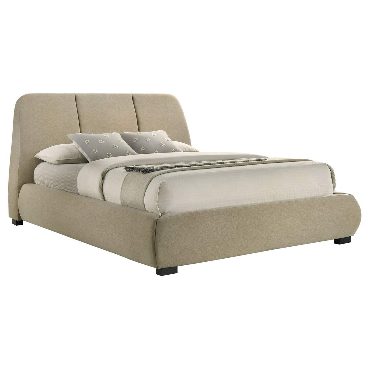 310091Q Mokena 46-inch Upholstered Queen Platform Bed Brown