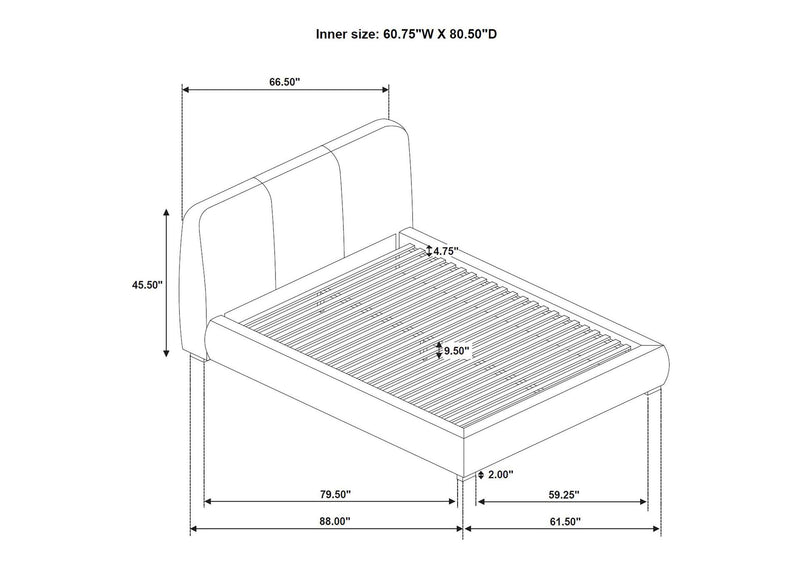 310091Q Mokena 46-inch Upholstered Queen Platform Bed Brown