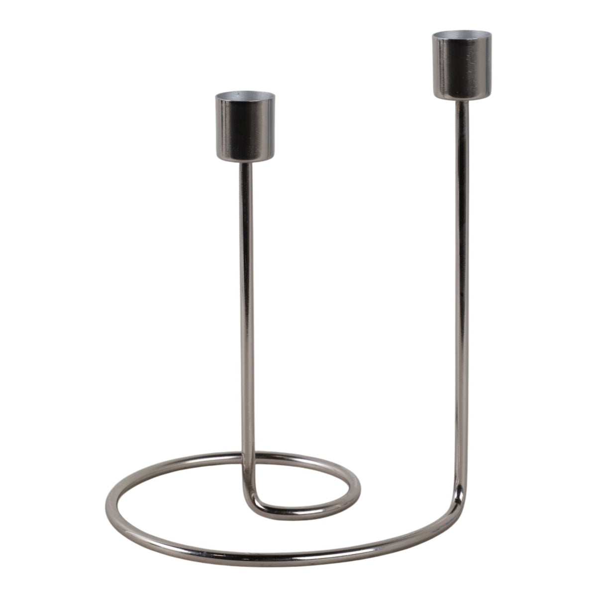 Metal Swirly Taper Holder - Silver