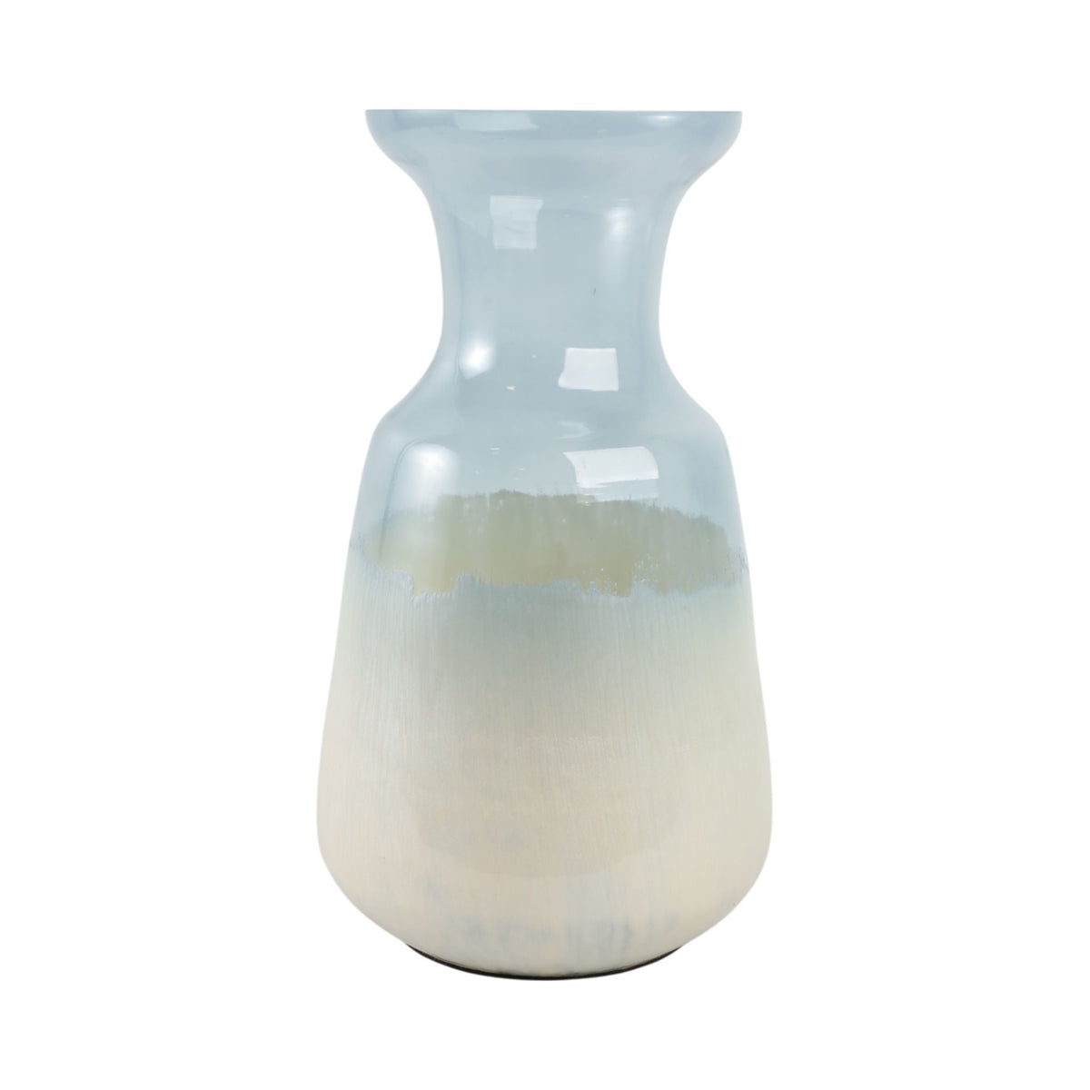 14" Frosted Glass Vase - Blue / White