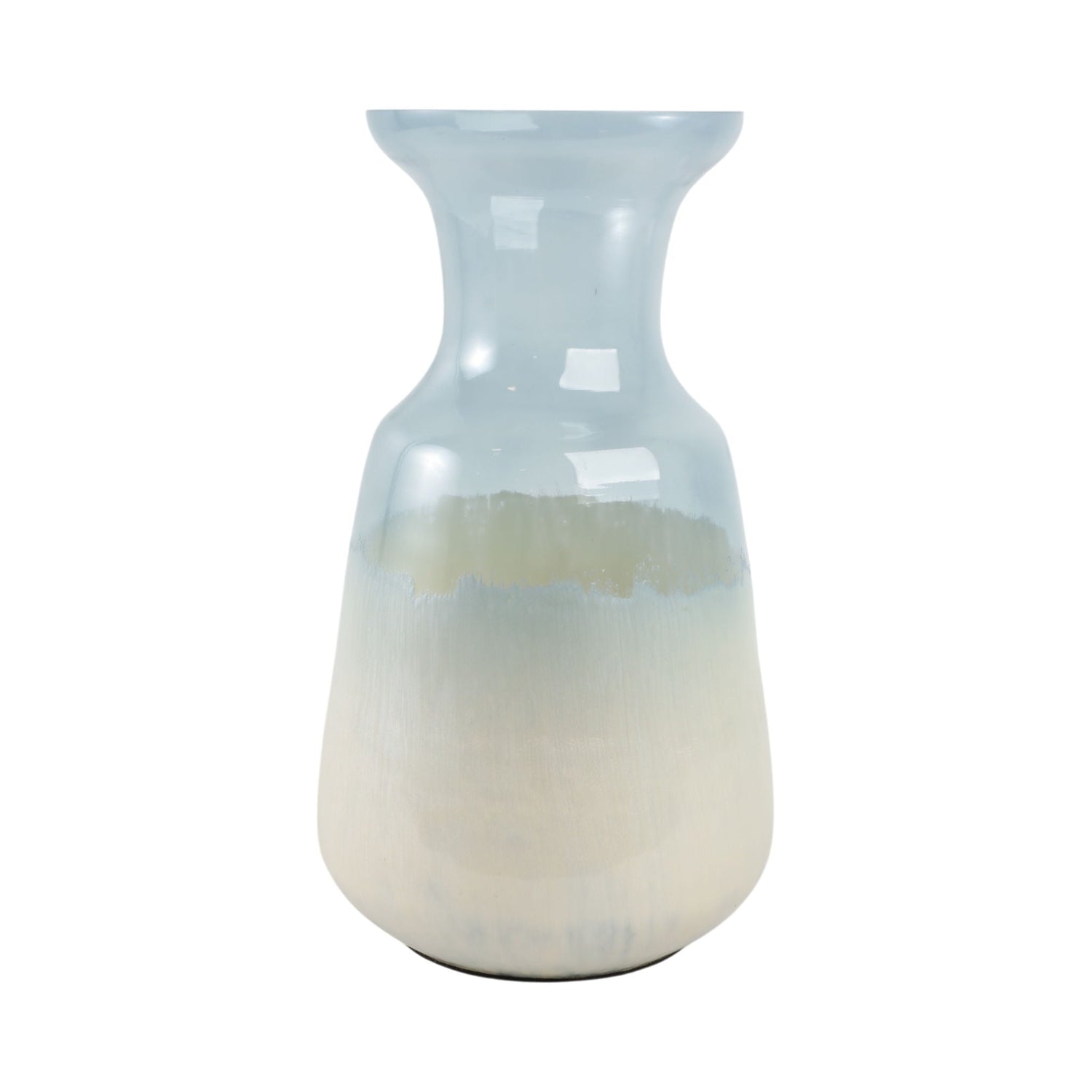 14" Frosted Glass Vase - Blue / White