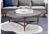 A89421 Lyon Round Natural Concrete And Metal Coffee Table