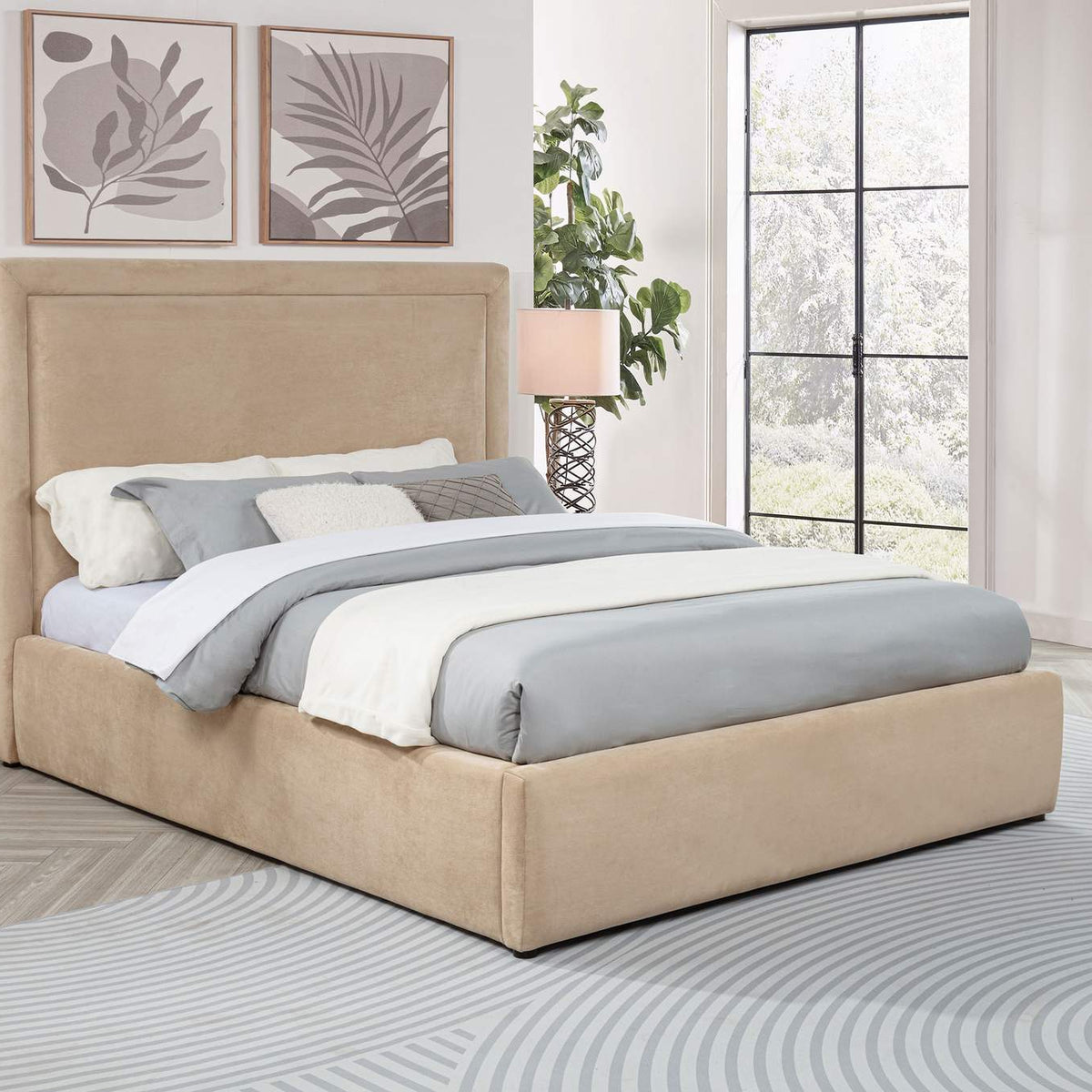 315835LQ Lawson 54-inch Upholstered Queen Platform Bed Light Saddle