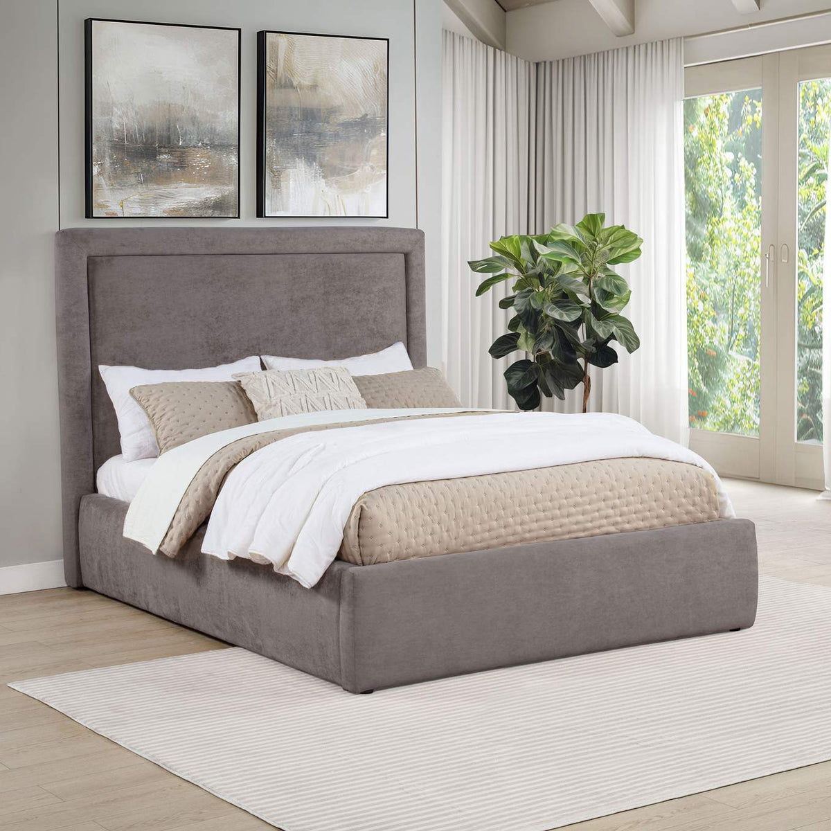 315835MF Lawson 54-inch Upholstered Full Panel Platform Bed Mushroom