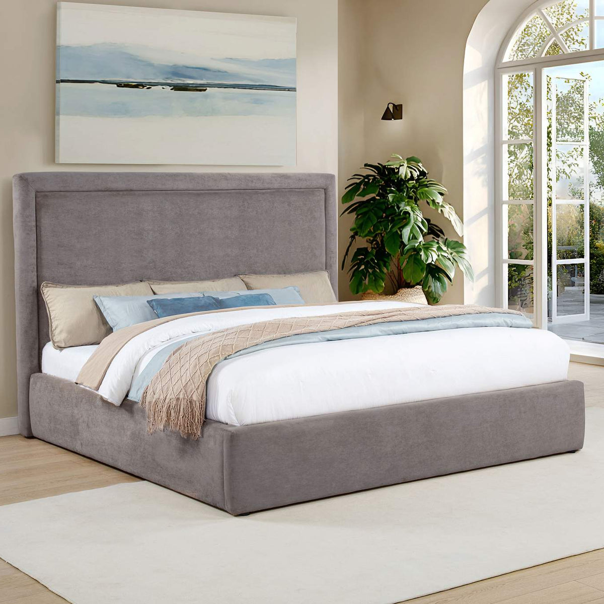 315835MKE Lawson 54-inch Upholstered Eastern King Platform Bed Mushroom
