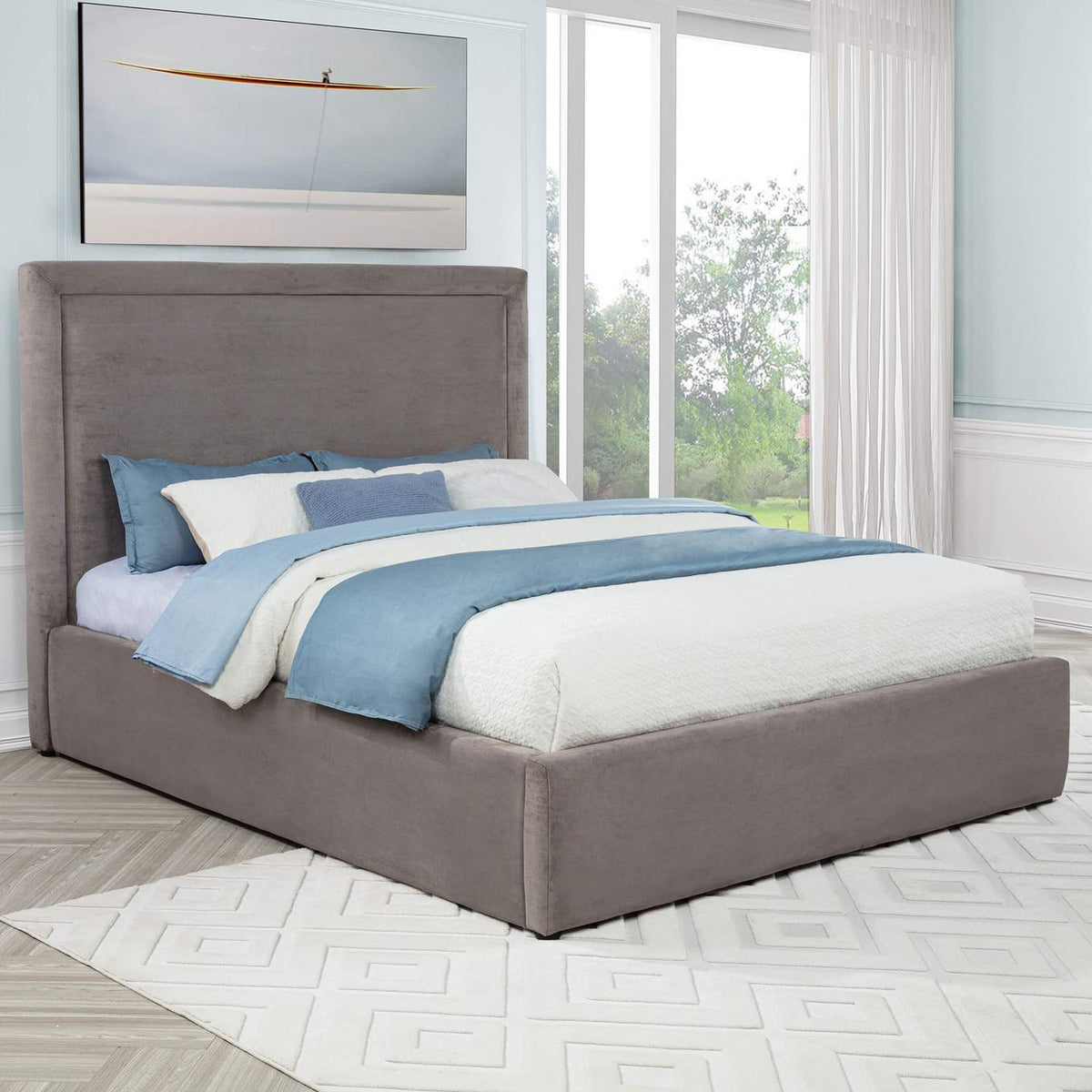315835MQ Lawson 54-inch Upholstered Queen Platform Bed Mushroom