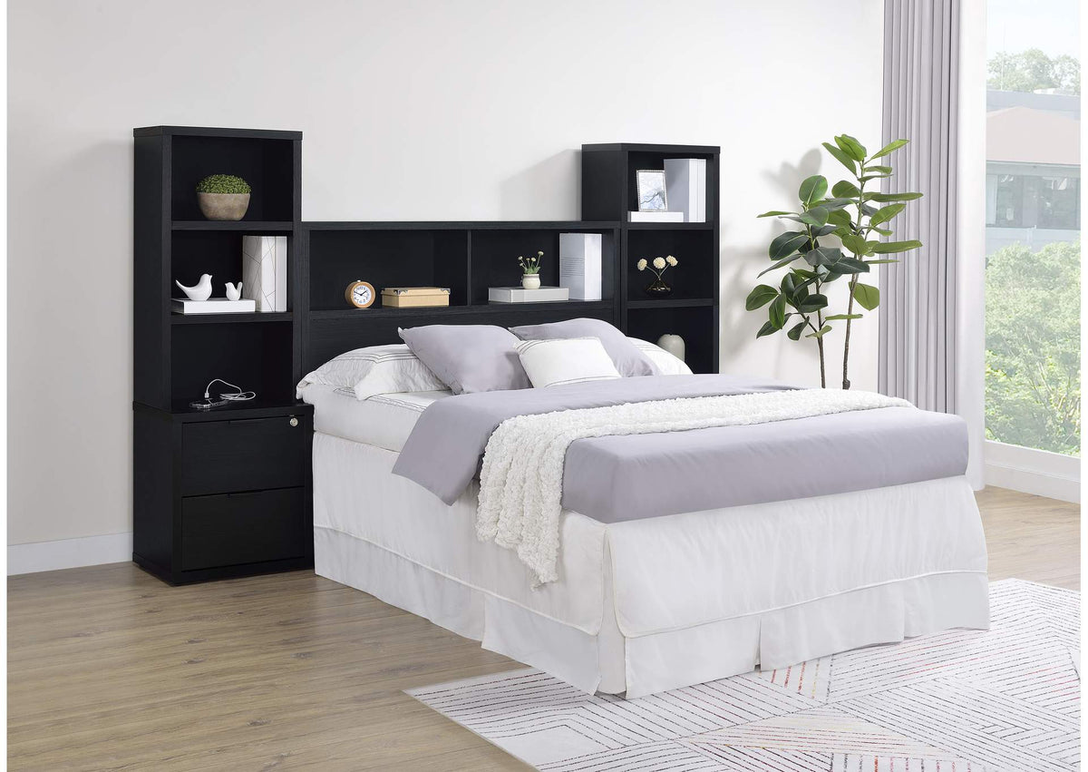 315851F-SET Westpark 3-piece Full Bedroom Set Bookcase Headboard Black