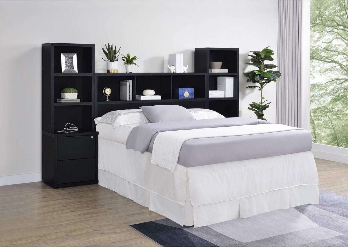315851Q-SET Westpark 3-piece Queen Bedroom Set Bookcase Headboard Black