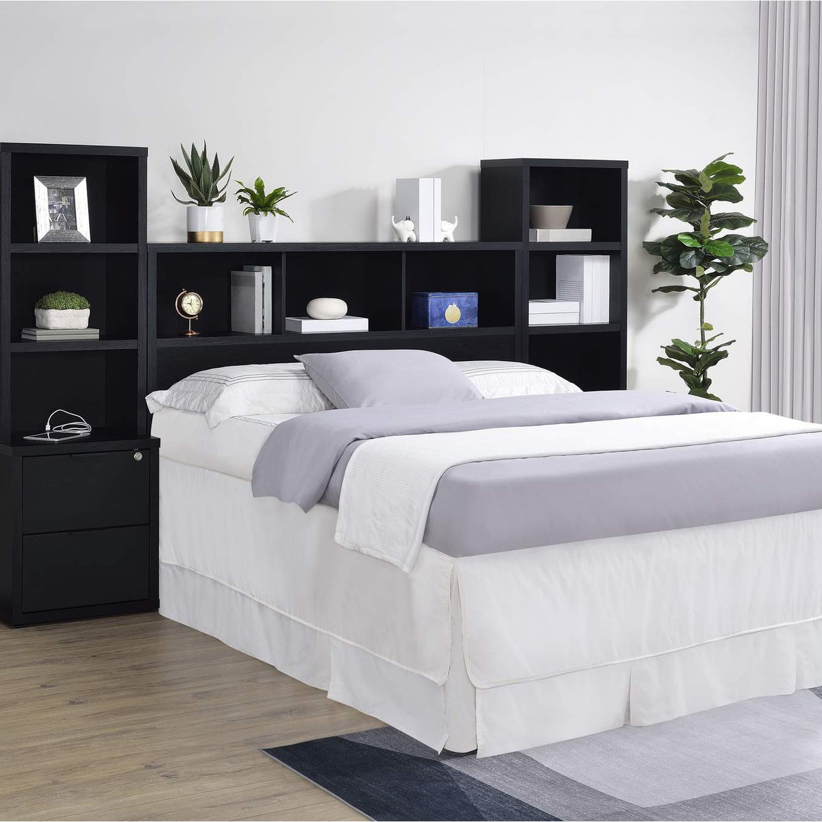 315851Q Westpark 49-inch Queen Bookcase Headboard Black