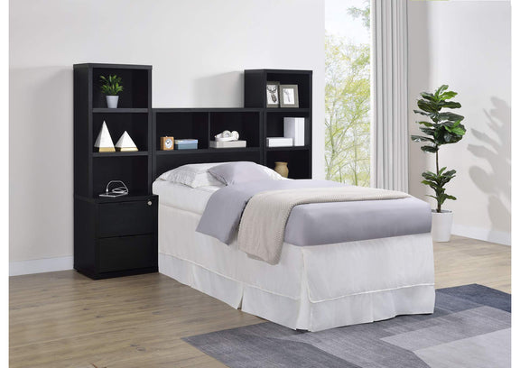315851T-SET Westpark 3-piece Twin Bedroom Set Bookcase Headboard Black