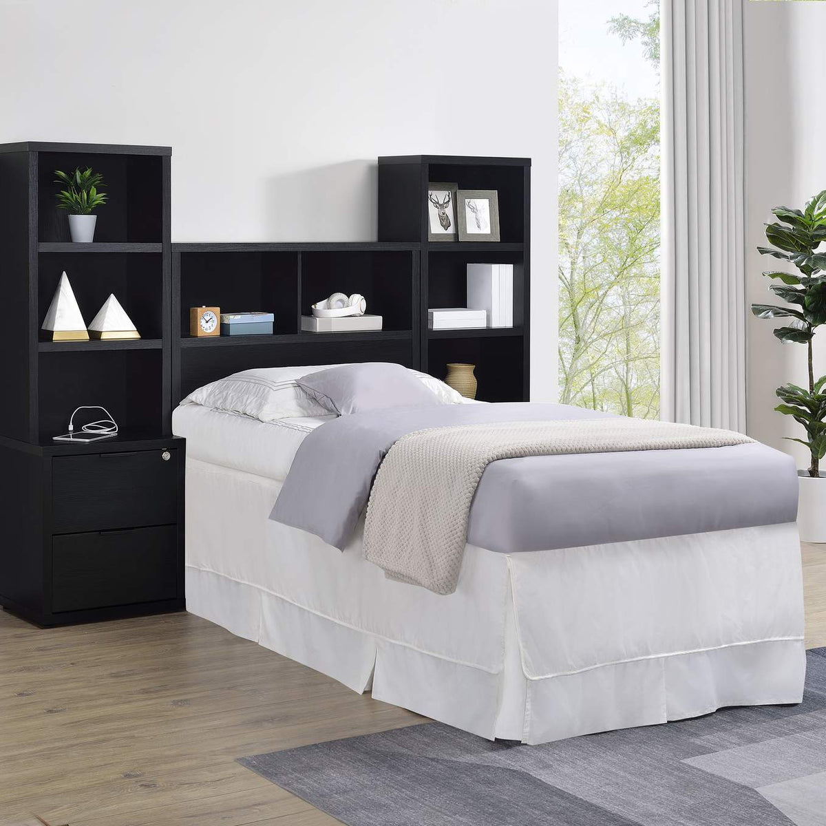 315851T Westpark 49-inch Twin Bookcase Headboard Black