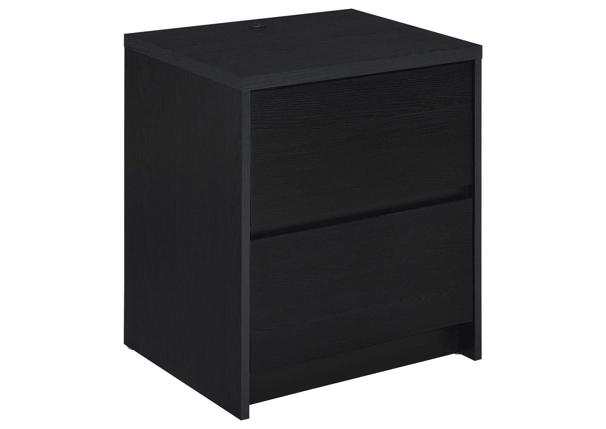315852 Westpark 2-drawer Nightstand LED Lights and USB Black