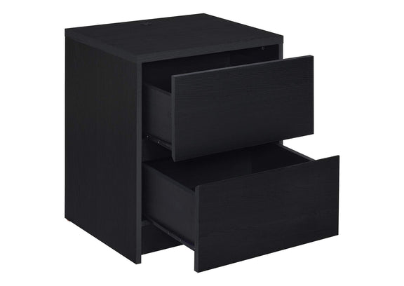 315852 Westpark 2-drawer Nightstand LED Lights and USB Black