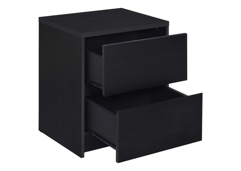 315852 Westpark 2-drawer Nightstand LED Lights and USB Black