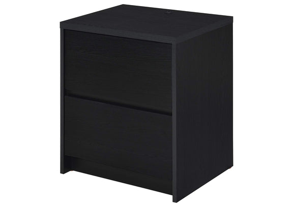 315852 Westpark 2-drawer Nightstand LED Lights and USB Black