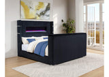 315868BLKKE Tisdall Eastern King Flame Visualizer Wingback TV Bed Black
