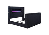 315868BLKKE Tisdall Eastern King Flame Visualizer Wingback TV Bed Black