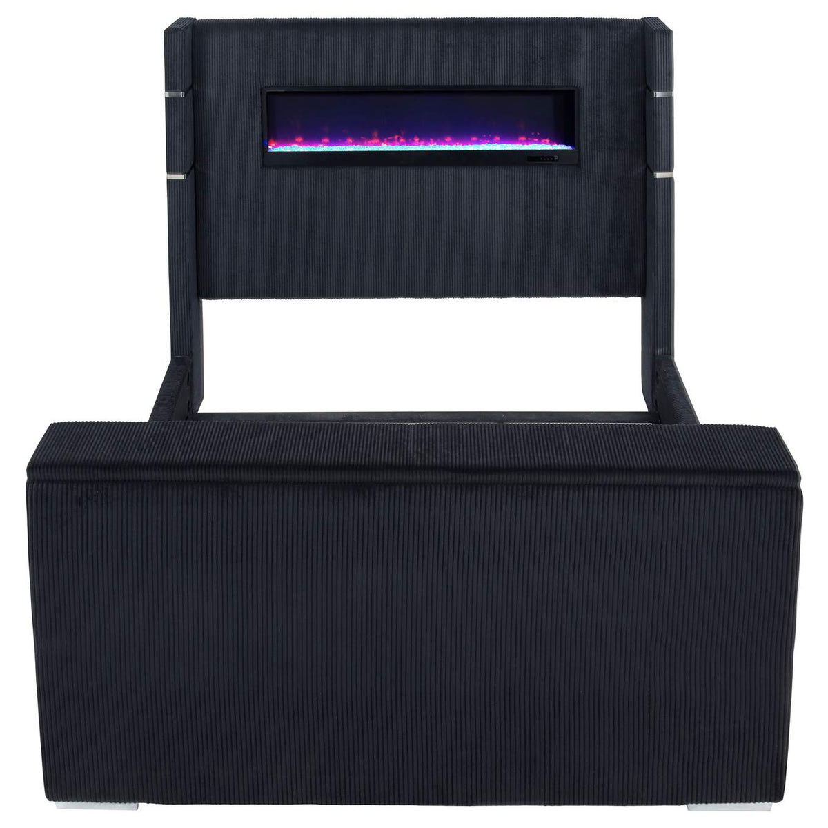 315868BLKKE Tisdall Eastern King Flame Visualizer Wingback TV Bed Black