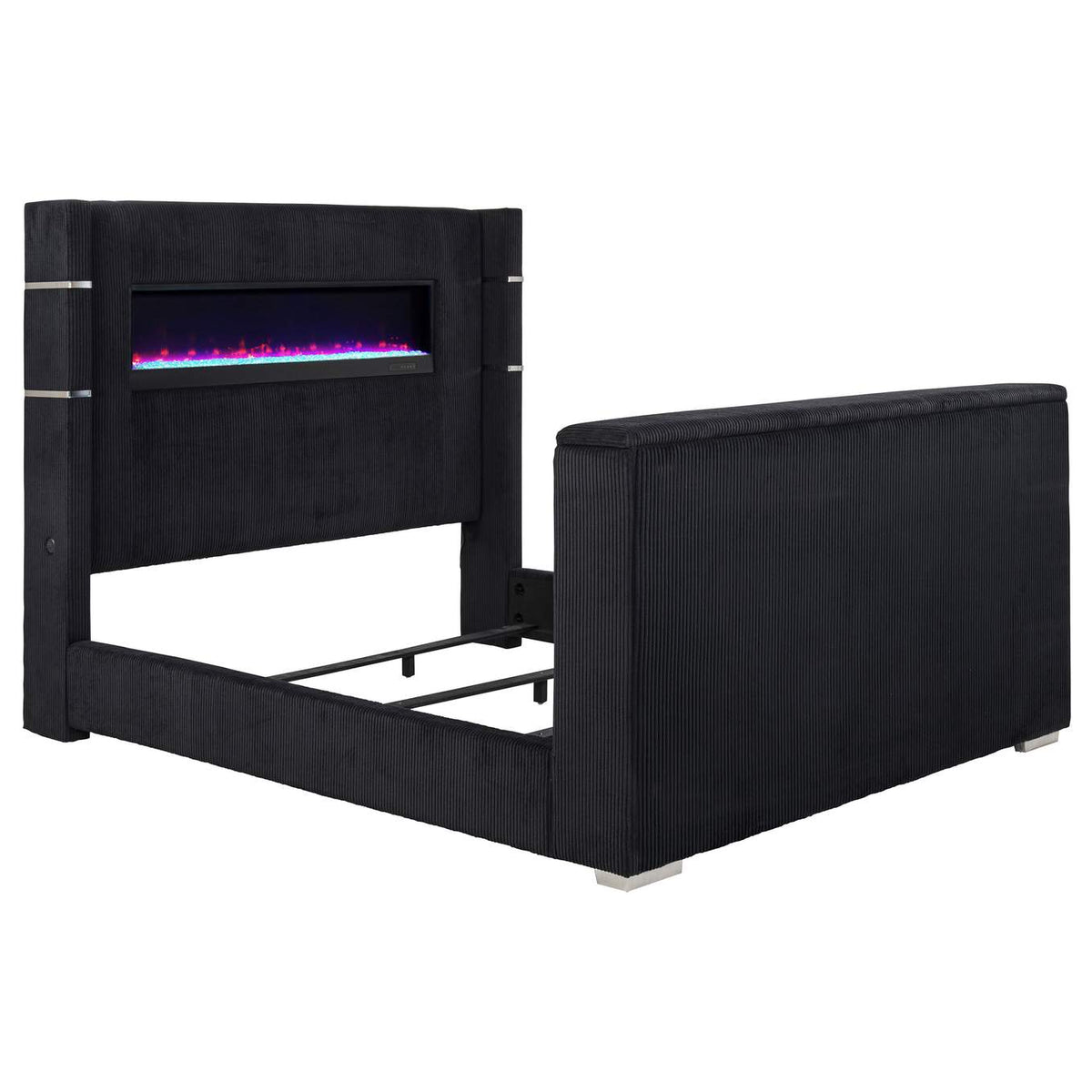 315868BLKKW Tisdall California King Flame Visualizer TV Bed Black