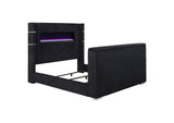 315868BLKKW Tisdall California King Flame Visualizer TV Bed Black