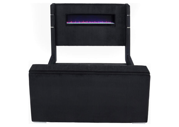 315868BLKKW Tisdall California King Flame Visualizer TV Bed Black