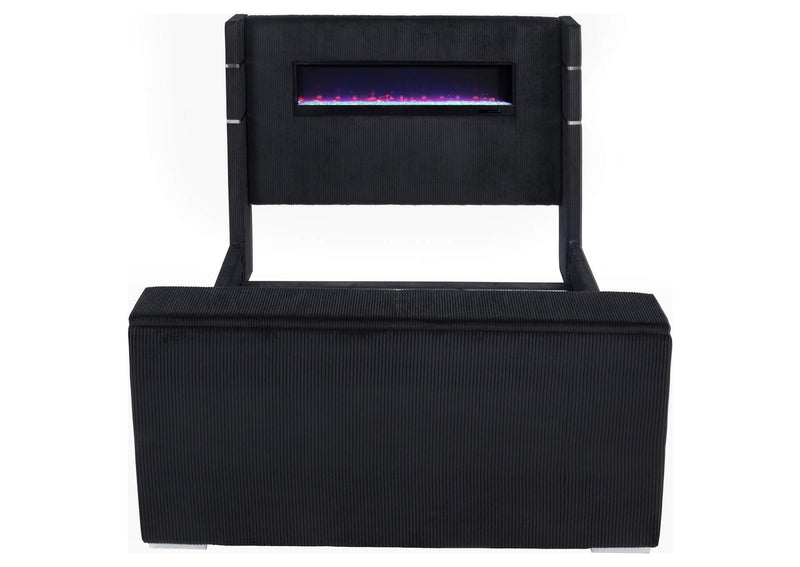 315868BLKKW Tisdall California King Flame Visualizer TV Bed Black