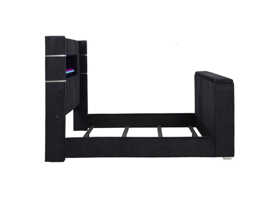 315868BLKKW Tisdall California King Flame Visualizer TV Bed Black