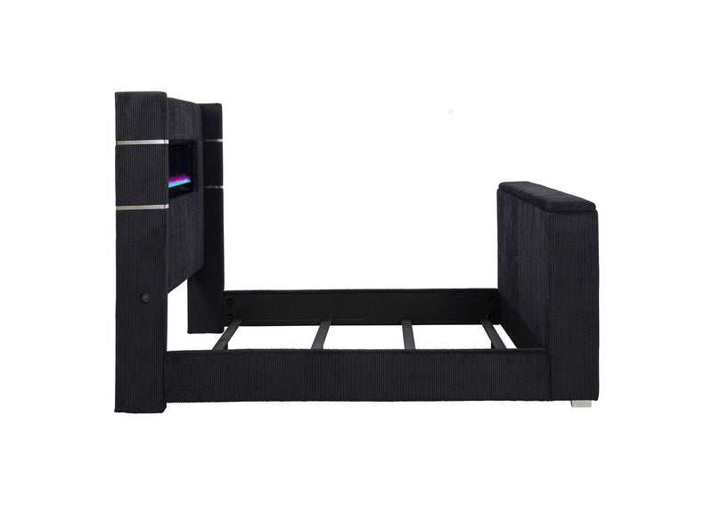 315868BLKKW Tisdall California King Flame Visualizer TV Bed Black