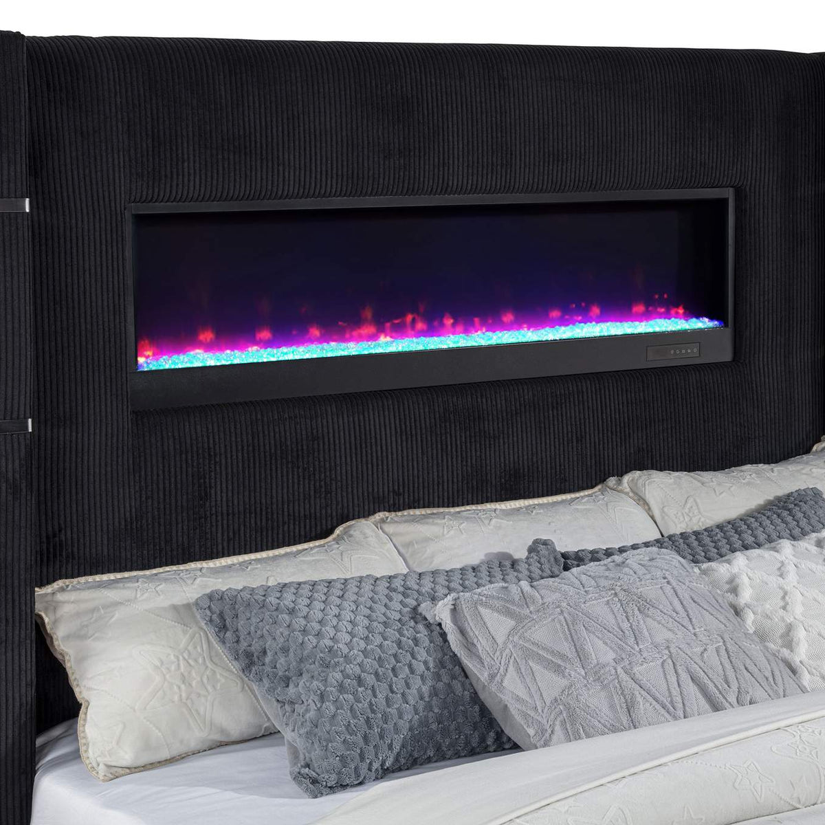 315868BLKKW Tisdall California King Flame Visualizer TV Bed Black