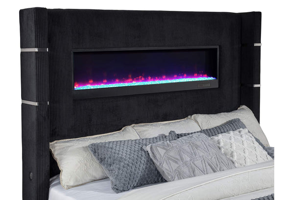 315868BLKKW Tisdall California King Flame Visualizer TV Bed Black