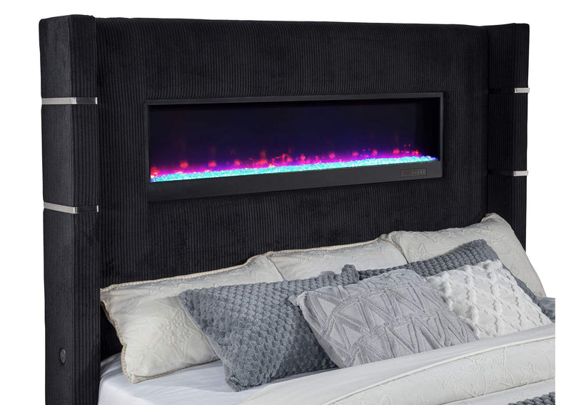 315868BLKKW Tisdall California King Flame Visualizer TV Bed Black