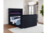 315868BLKQ Tisdall Queen Flame Visualizer Wingback TV Bed Black