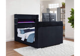 315868BLKQ Tisdall Queen Flame Visualizer Wingback TV Bed Black