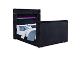 315868BLKQ Tisdall Queen Flame Visualizer Wingback TV Bed Black
