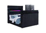 315868BLKQ Tisdall Queen Flame Visualizer Wingback TV Bed Black