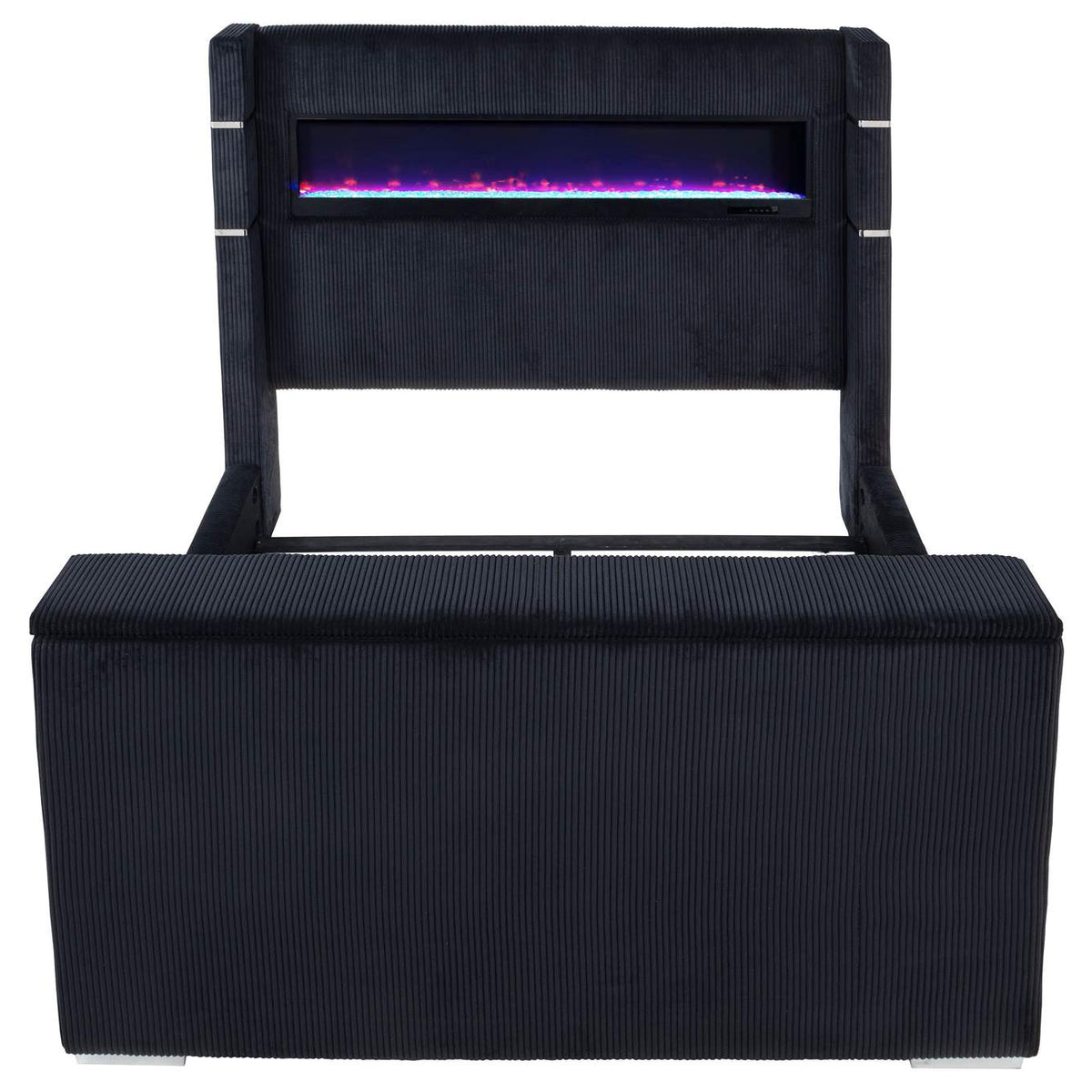 315868BLKQ Tisdall Queen Flame Visualizer Wingback TV Bed Black