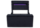 315868BLKQ Tisdall Queen Flame Visualizer Wingback TV Bed Black
