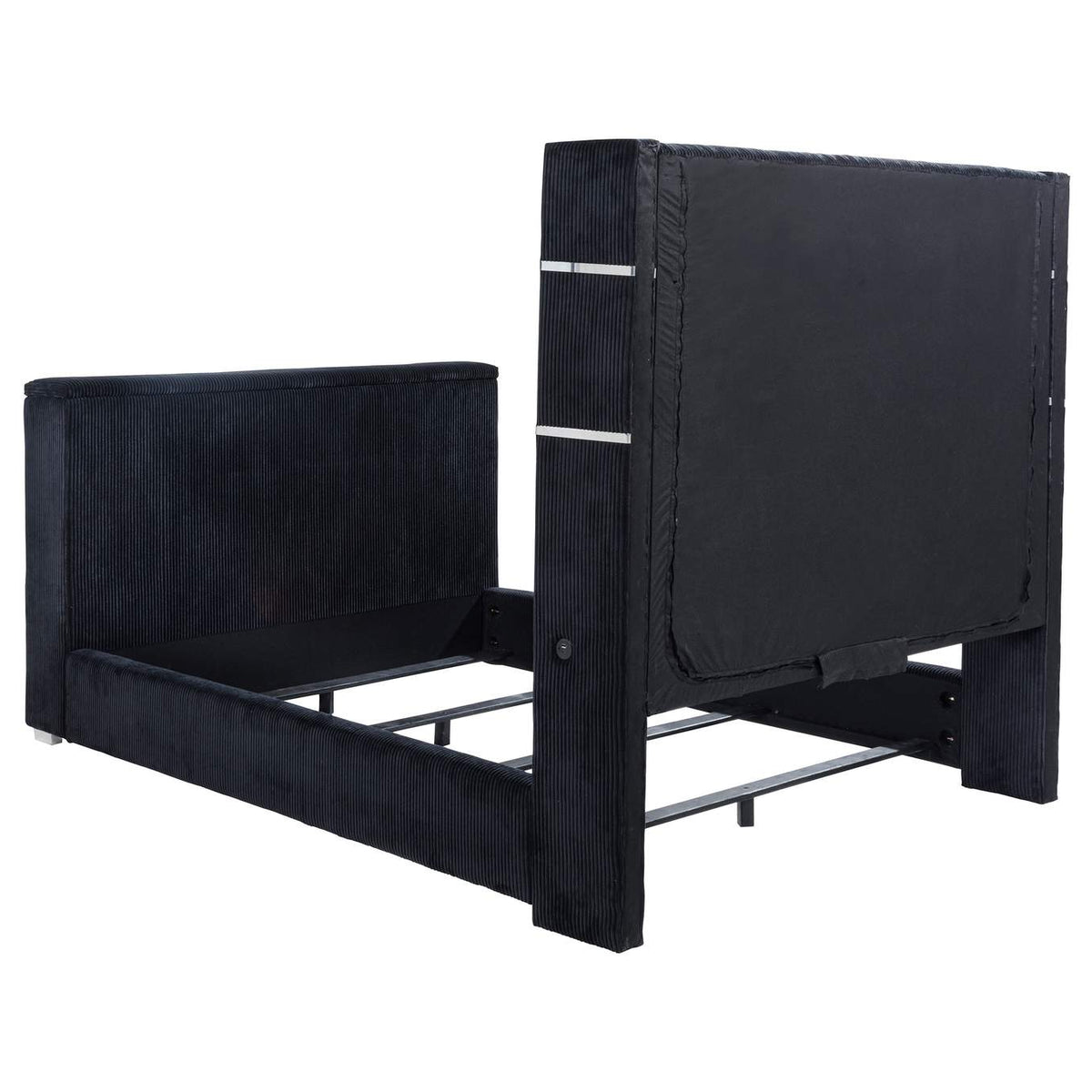 315868BLKQ Tisdall Queen Flame Visualizer Wingback TV Bed Black