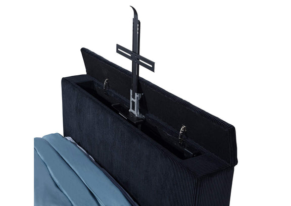 315868BLKQ Tisdall Queen Flame Visualizer Wingback TV Bed Black