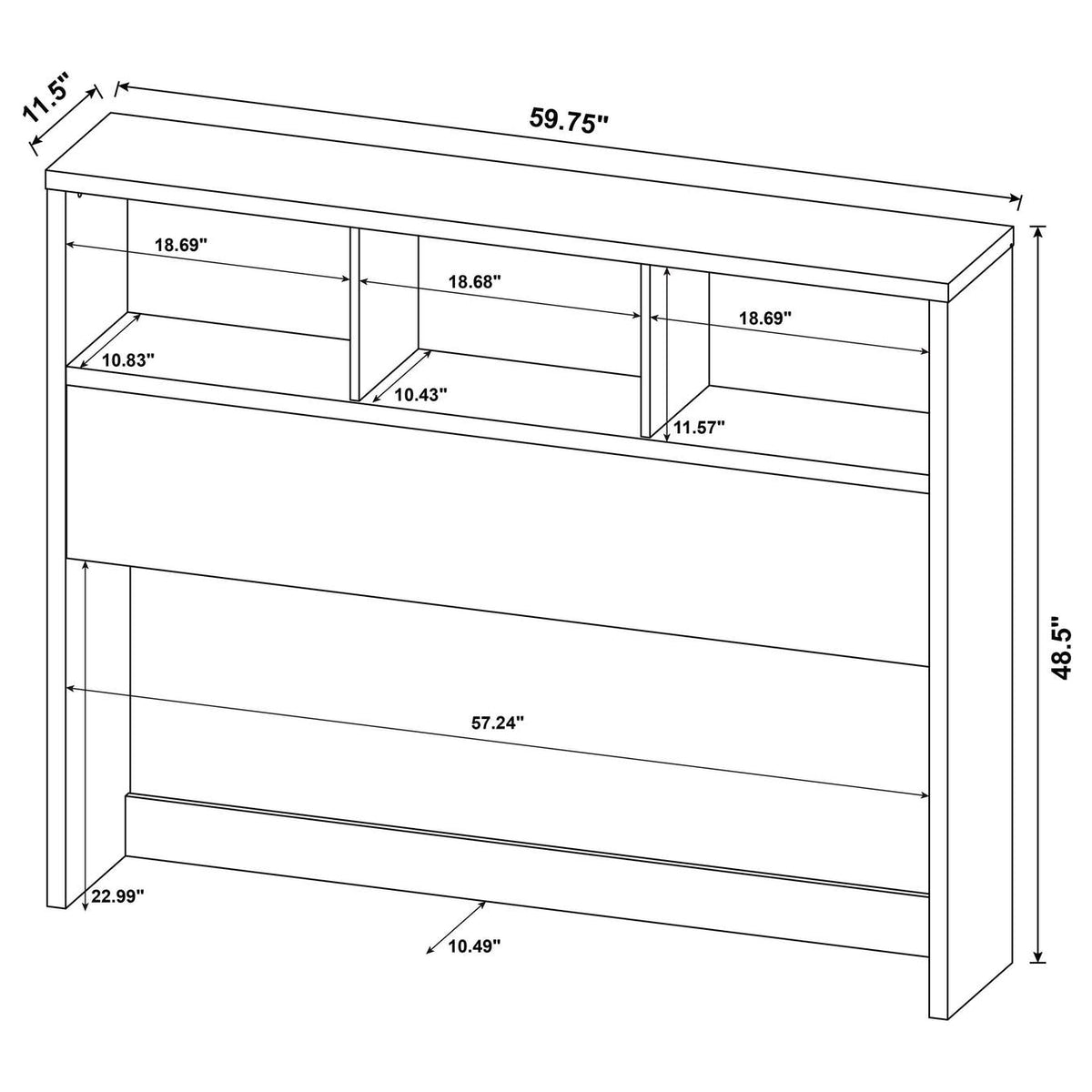 315881Q-SET Westpark 3-piece Queen Bedroom Set Bookcase Headboard Pine